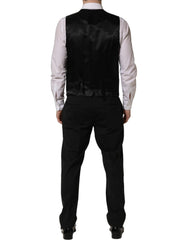Dolce & Gabbana Black Wool Slim Fit Formal 3 Piece Men Suit - IT53 | XL