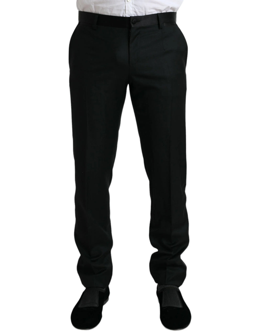 Dolce & Gabbana Black Wool Slim Fit Formal Trouser Dress Pants - IT50 | L - Trousers