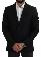 Dolce & Gabbana Black Wool Slim Fit Notch Jacket Blazer - IT54 | XL - Sport Jackets