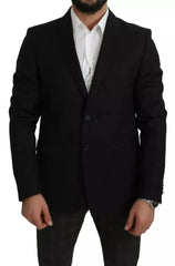 Dolce & Gabbana Black Wool Slim Fit Notch Jacket Blazer - IT54 | XL - Sport Jackets
