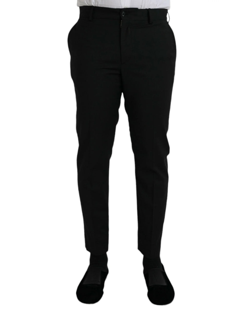 Dolce & Gabbana Black Wool SlimFit Dress Formal Pants - IT48 | M - Trousers