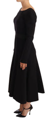 Dolce & Gabbana Black Wool Stretch Sheath Open Back Dress - IT38|XS - Dresses