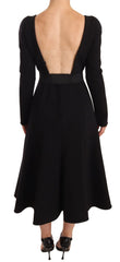 Dolce & Gabbana Black Wool Stretch Sheath Open Back Dress - IT38|XS - Dresses