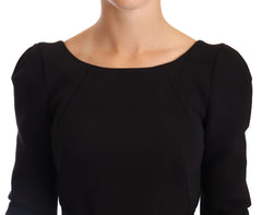 Dolce & Gabbana Black Wool Stretch Sheath Open Back Dress - IT38|XS - Dresses