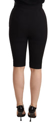 Dolce & Gabbana Black Wool Stretch Slim Fit High Waist Shorts - IT36 | XS - Legging Shorts