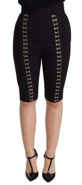 Dolce & Gabbana Black Wool Stretch Slim Fit High Waist Shorts - IT36 | XS - Legging Shorts