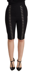 Dolce & Gabbana Black Wool Stretch Slim Fit High Waist Shorts - IT36 | XS - Legging Shorts