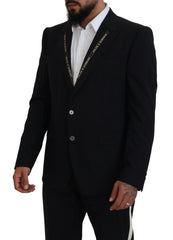 Dolce & Gabbana Black Wool Stretch Slim Fit Jacket Blazer - Sport Jackets