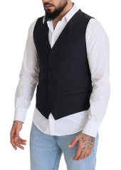 Dolce & Gabbana Black Wool Stretch Waistcoat Formal Vest - IT50 | L - Vests