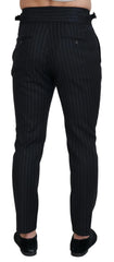 Dolce & Gabbana Black Wool Striped Chino Pants - IT48 | M - Chinos