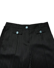 Dolce & Gabbana Black Wool Stripes Cropped Trouser Pants - IT40|S