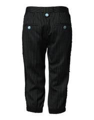 Dolce & Gabbana Black Wool Stripes Cropped Trouser Pants - IT40|S