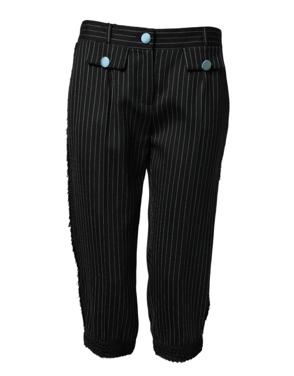 Dolce & Gabbana Black Wool Stripes Cropped Trouser Pants - IT40|S