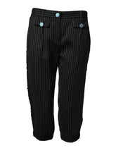 Dolce & Gabbana Black Wool Stripes Cropped Trouser Pants - IT40|S