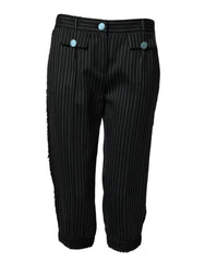 Dolce & Gabbana Black Wool Stripes Cropped Trouser Pants - IT40|S