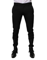 Dolce & Gabbana Black Wool Tapered Formal Dress Pants - IT48 | M - Trousers