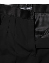 Dolce & Gabbana Black Wool Tapered High Waist Pants - IT40|S - Trousers