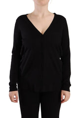 Dolce & Gabbana Black Wool V-neck Long Sleeves Pullover Top - IT42|M - Sweaters