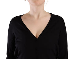 Dolce & Gabbana Black Wool V-neck Long Sleeves Pullover Top - IT42|M - Sweaters
