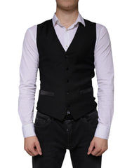 Dolce & Gabbana Black Wool Waistcoat Dress Formal Vest - IT44 | XS - Vests