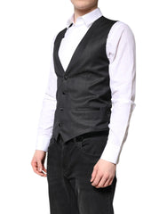 Dolce & Gabbana Black Wool Waistcoat Dress Formal Vest - IT46 | S - Vests