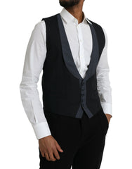 Dolce & Gabbana Black Wool Waistcoat Dress Formal Vest - IT48 | M - Vests