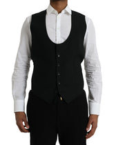 Dolce & Gabbana Black Wool Waistcoat Dress Formal Vest - IT50 | L - Vests