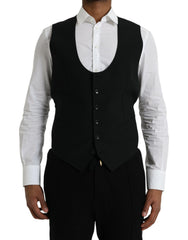 Dolce & Gabbana Black Wool Waistcoat Dress Formal Vest - IT50 | L - Vests