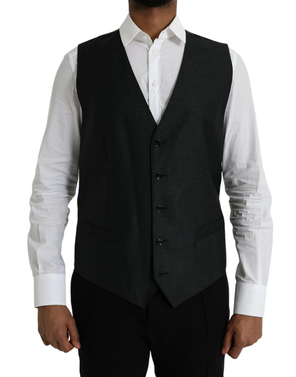Dolce & Gabbana Black Wool Waistcoat Dress Formal Vest - IT54 | XL - Vests