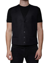 Dolce & Gabbana Black Wool Waistcoat Dress Formal Vest - IT54 | XL - Vests