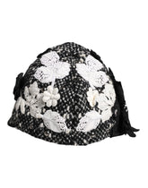 Dolce & Gabbana fekete gyapjú fehér virágos díszítésű cloche kalap
