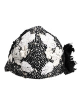 Dolce & Gabbana Black Wool White Floral Embellished Cloche Hat - Hats