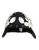 Dolce & Gabbana fekete gyapjú, fehér virágos, arany levélmintás cloche sapka