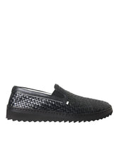 Dolce & Gabbana Black Woven Buffalo Leather Men Loafers Shoes - EU40/US7 - Flats