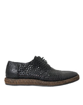 Dolce & Gabbana Black Woven Goat Leather Lace Up Derby Shoes - Shoes