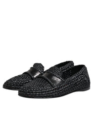 Dolce & Gabbana Black Woven Leather Slip On Loafers Men Shoes - EU39/US6 - Flats