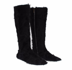 Dolce & Gabbana Black Xiangao Lamb Fur Leather Boots - EU36/US5.5 - Boots