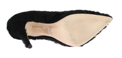Dolce & Gabbana Black Xiangao Lamb Fur Leather Pumps - EU40/US9.5