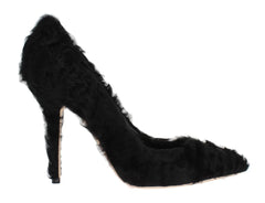 Dolce & Gabbana Black Xiangao Lamb Fur Leather Pumps - EU40/US9.5 - Heels