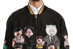 Dolce & Gabbana Black YEAR OF THE PIG Bomber Jacket - IT48 | M - Bomber Jackets