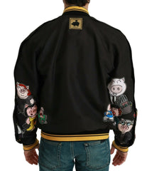 Dolce & Gabbana Black YEAR OF THE PIG Bomber Jacket - IT48 | M - Bomber Jackets