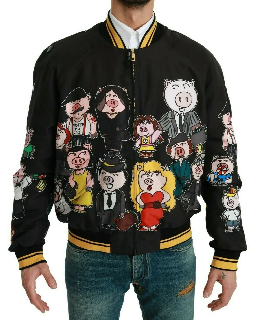 Dolce & Gabbana Black YEAR OF THE PIG Bomber Jacket - IT48 | M - Bomber Jackets
