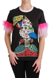 Dolce & Gabbana Black YEAR OF THE PIG Top Cotton T-shirt - T-Shirts