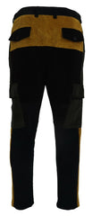 Dolce & Gabbana Black Yellow Cotton Men Pants - IT50 | L - Trousers