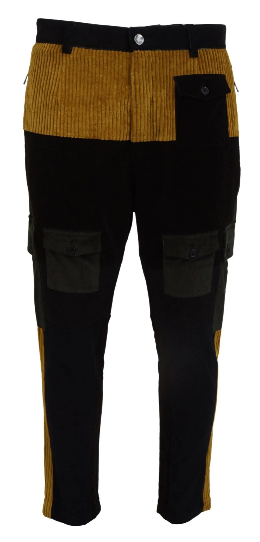 Dolce & Gabbana Black Yellow Cotton Men Pants - IT50 | L - Trousers