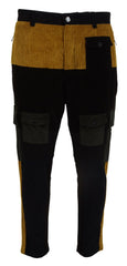 Dolce & Gabbana Black Yellow Cotton Men Pants - IT50 | L - Trousers