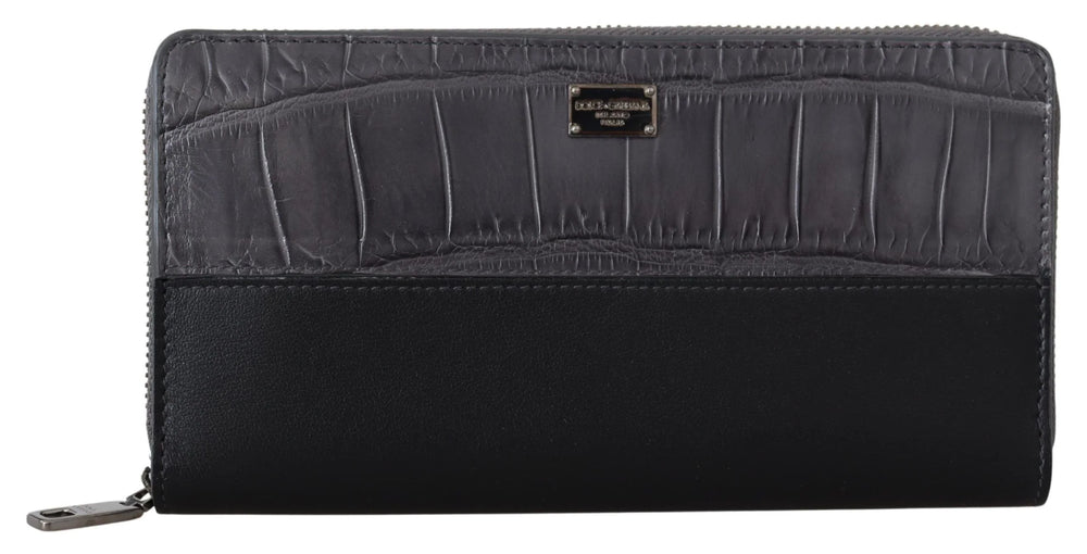 Dolce & Gabbana Black Zip Around Continental Clutch Leather Wallet - Wallets