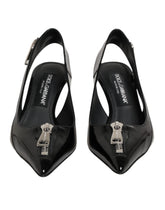 Dolce & Gabbana Svarta Läderhöga med Dragkedja Slingbacks Skor - EU37/US6.5 - Klackar