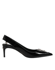 Dolce & Gabbana Black Zipper Leather Heels Slingbacks Shoes - EU37/US6.5 - Heels