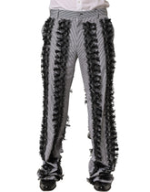 Dolce & Gabbana BlackGray Pinstripe Embellished Trouser Pants - IT48 | M
